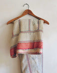 Cream & Pink Traditional Kantha Blanket (Artisan)