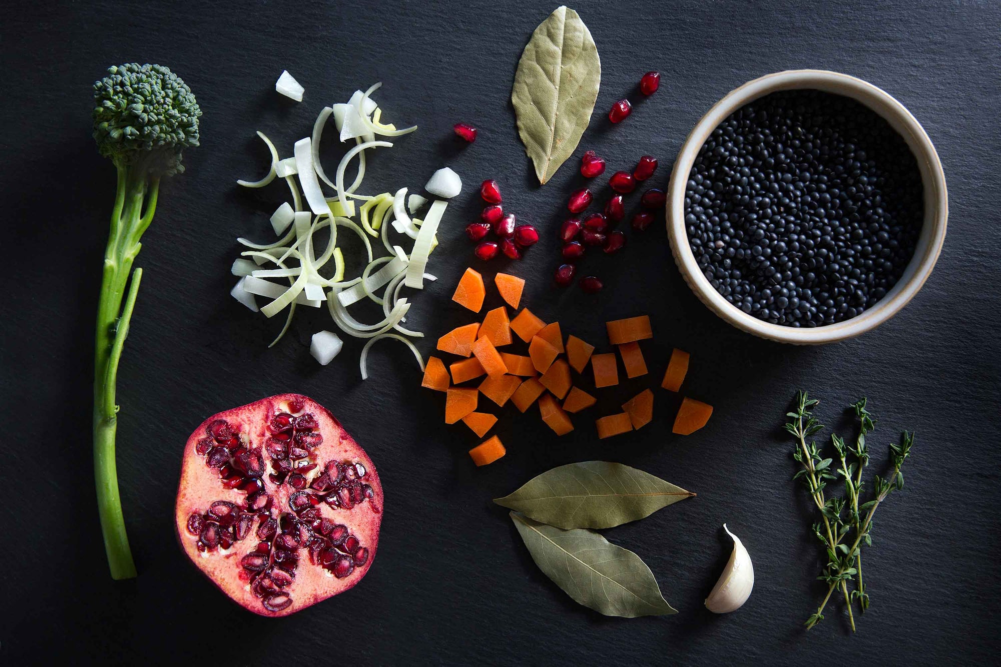 Lentil Soup with Broccoli & Pomegranate Seeds (GF & Vegan)