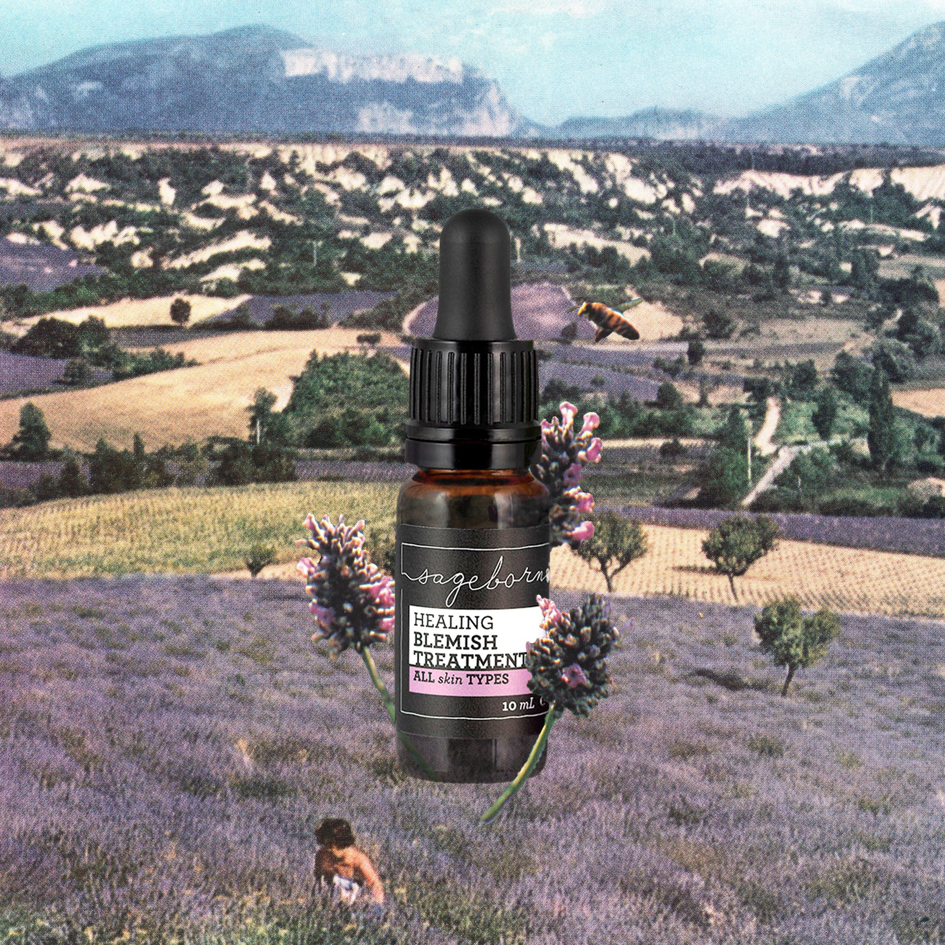 Healing Blemish Treatment organic skin care, scenic background