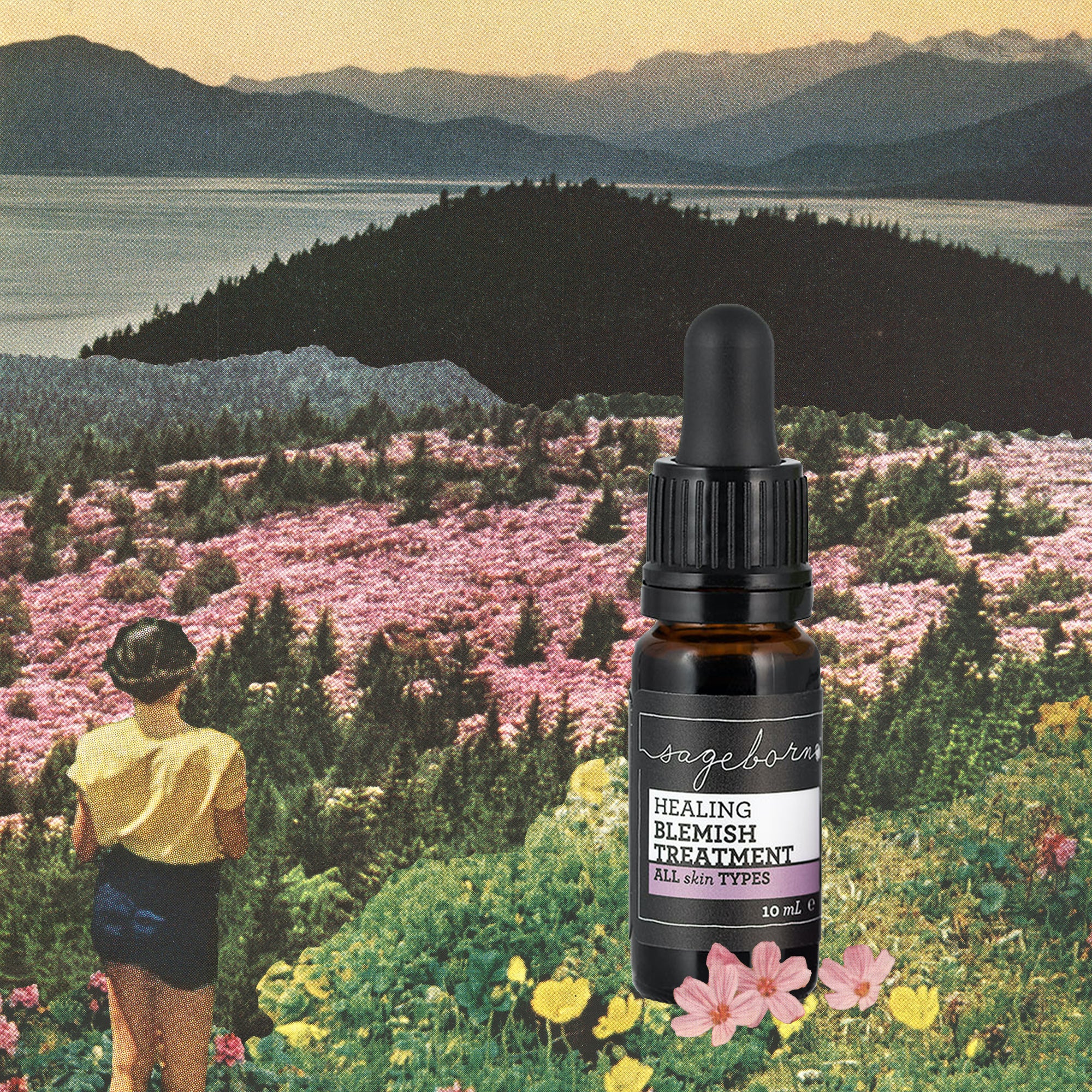 Healing Blemish Treatment organic skin care, scenic background